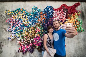 Woman and man taking a selfie